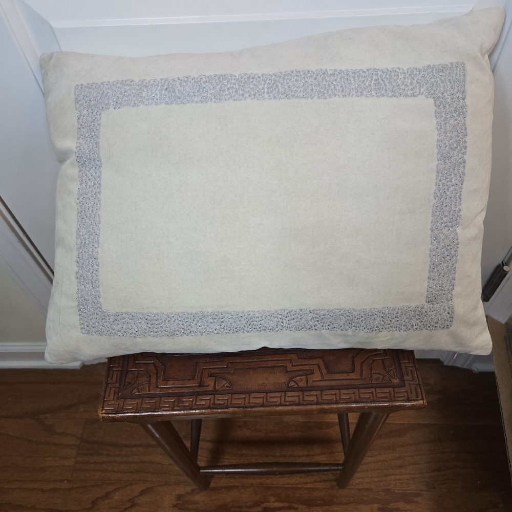 Cream and Silver Decorative Pillow
